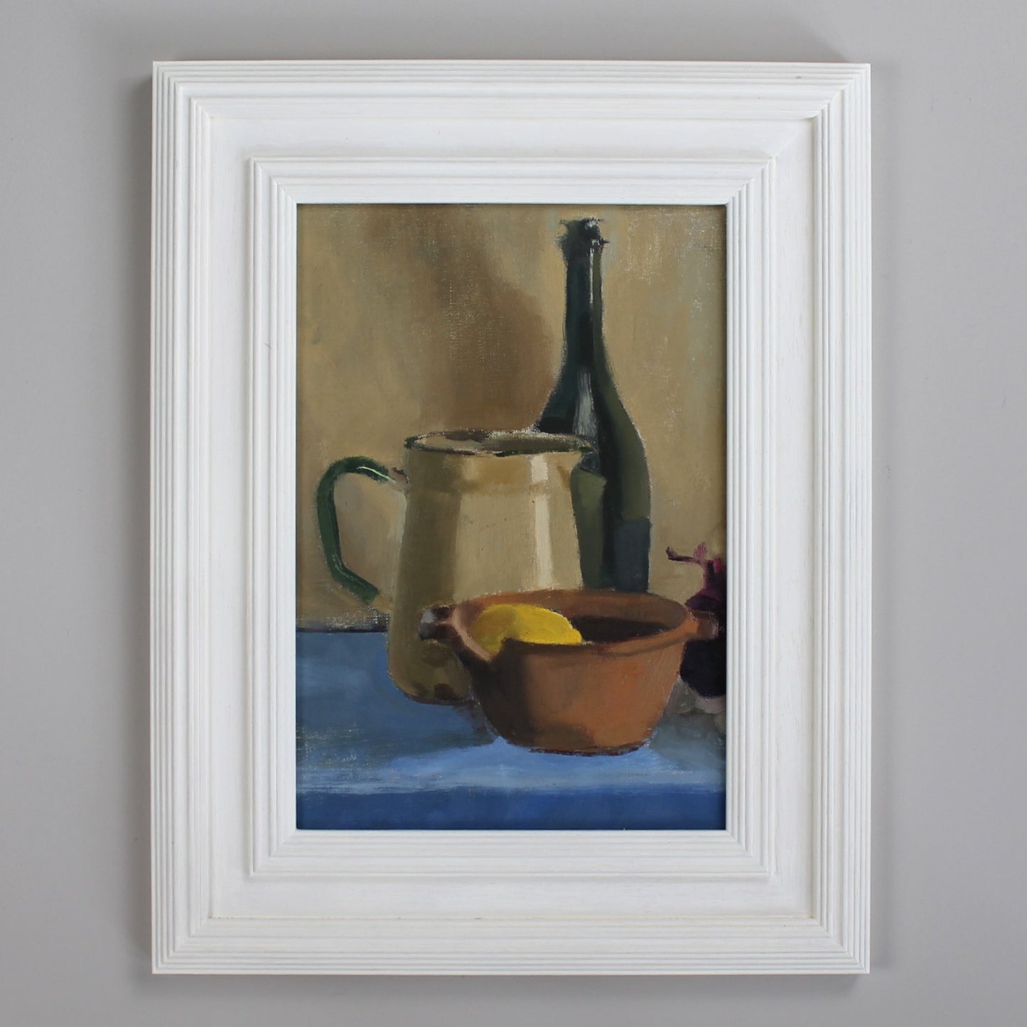 Enamel Jug and Wine Bottle