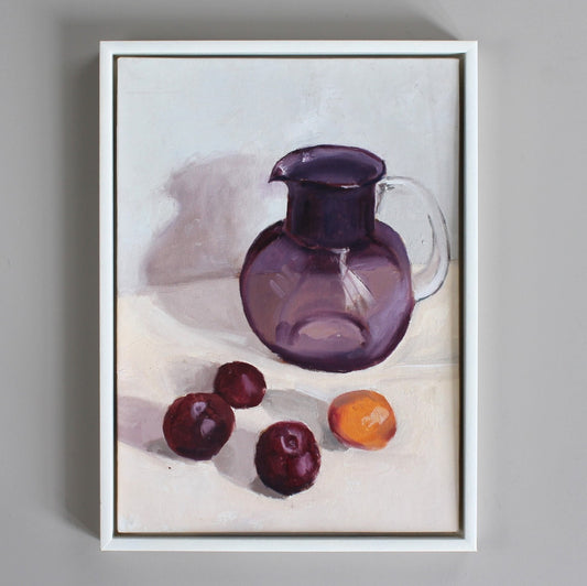 Amethyst water jug and fruit
